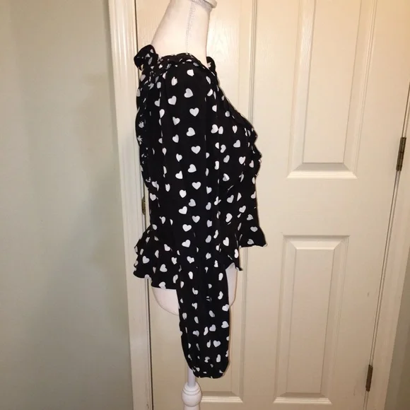 For Love & Lemons “Willow” Heart Print Peplum Top - Picture 9 of 12